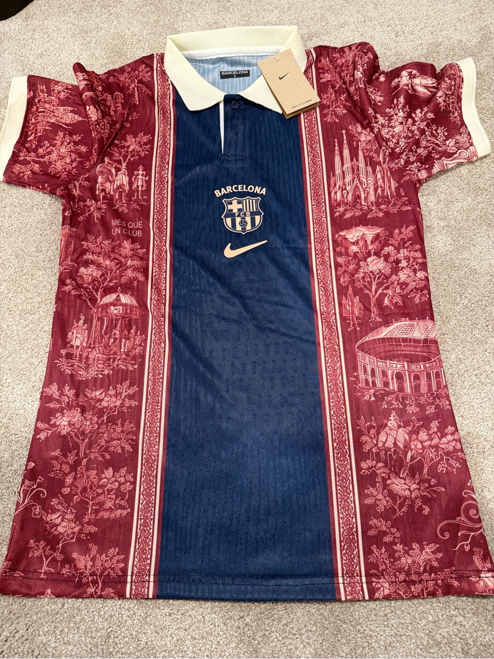 Nike Barcelona men’s concept  Polo Soccer Shirt - Maroon & Navy slim fit